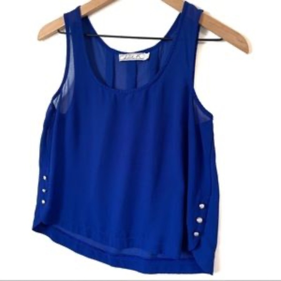 CHLOE K · ROYAL BLUE SHEER SLEEVELESS TOP - SMALL - Picture 4 of 6